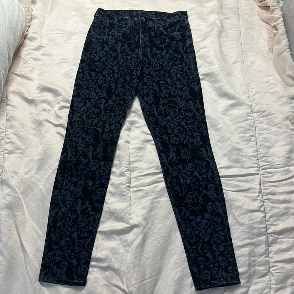 J Brand Black Brocad over Blue Jeans
